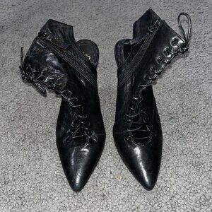 ALICE + OLIVIA Dominica Lace Up Open Back High Heeled Booties - EUC - EU 36.5